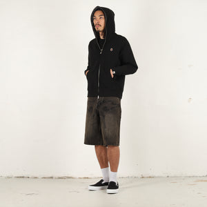 One Point Full Zip Hoodie - Black