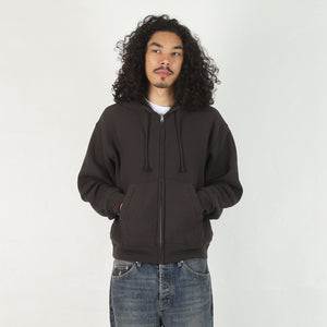 Cursive Applique Zip Hood - Black