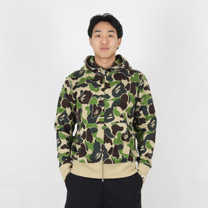 ABC Camo Jacquard One Point Zip Hoodie - Green