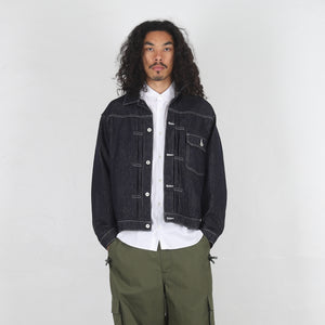 Cotton Reactive Denim Jacket - Navy/White