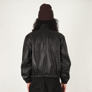 Leather Work Jacket - Black