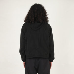 Layered Mesh Hooded Jacket - Black