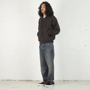 Cursive Applique Zip Hood - Black