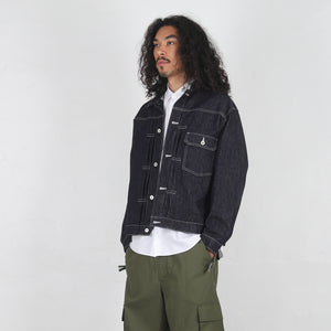 Cotton Reactive Denim Jacket - Navy/White