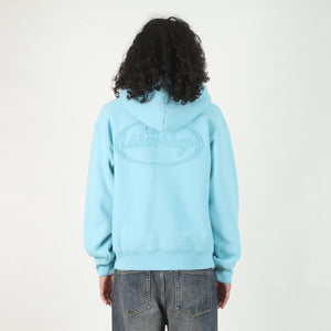 Cursive Applique Zip Hood - Aqua