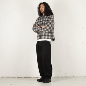 Zip Hooded Plaid Shirt - Charcoal