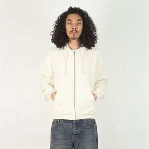 Cursive Applique Zip Hood - Natural
