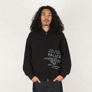 Dove Stamp Waffle Zip Hood - Black