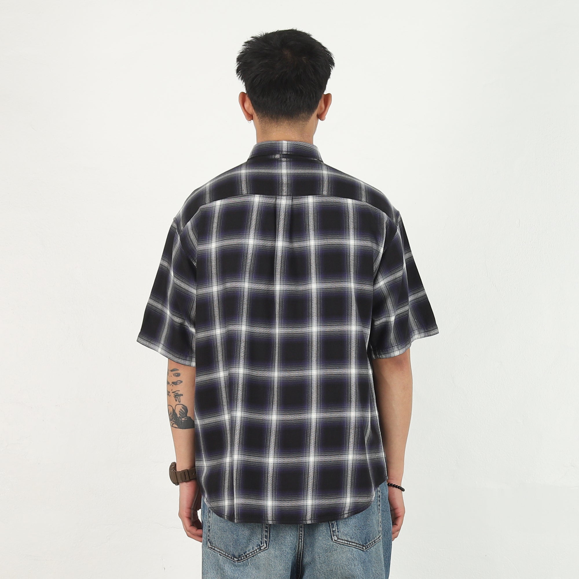 One Point Ombre Check Flannel SS Shirt - Black – Supply Store