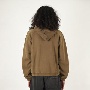 Faded Graphic Zip Hood - Olive