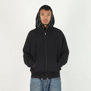 Garment Dye Shark Full Zip Hoodie - Black
