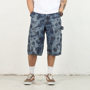 1st Camo Double Knee Relaxed Denim Shorts - Indigo