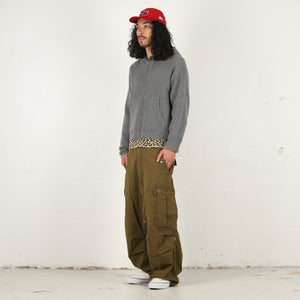 Waffle Cashmere Zip Hood - Charcoal