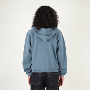 Faded Graphic Zip Hood - Washed Navy