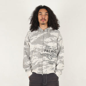 Dove Stamp Waffle Zip Hood - Snow Camo