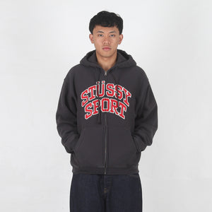 Stussy Sport Zip Hood - Washed Black