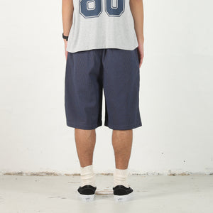 Baggy Seersucker Beach Short -  Blue