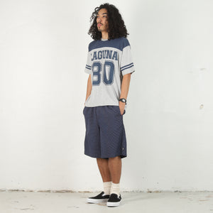 Baggy Seersucker Beach Short -  Blue