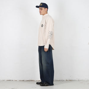 Skull Crest Cord Shirt White