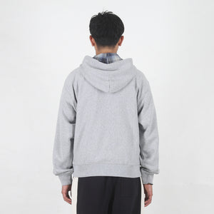 Plaid Lined Zip Hood - Grey Heather