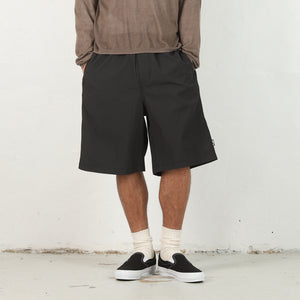 Baggy Seersucker Beach Short -  Black