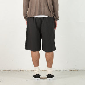 Baggy Seersucker Beach Short -  Black