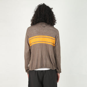 Striped Long Sleeve Sweater -  Brown