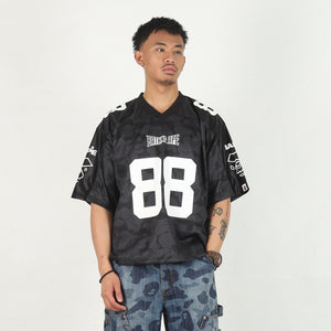 Solid Camo Logo Football Jersey T-Shirt - Black