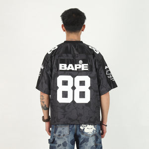 Solid Camo Logo Football Jersey T-Shirt - Black