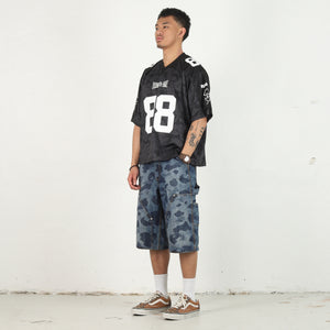 Solid Camo Logo Football Jersey T-Shirt - Black