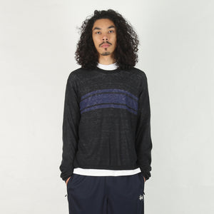 Striped Long Sleeve Sweater -  Black