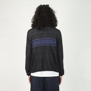 Striped Long Sleeve Sweater -  Black