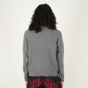 Waffle Cashmere Sweater - Charcoal