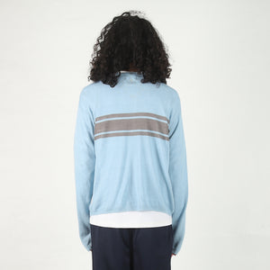 Striped Long Sleeve Sweater -  Blue