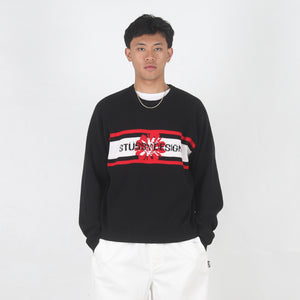 Striped Hibiscus Sweater - Black