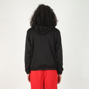 Athletic Mesh Zip Hood -  Black