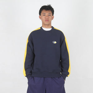 Paneled Stripe Crew - Navy