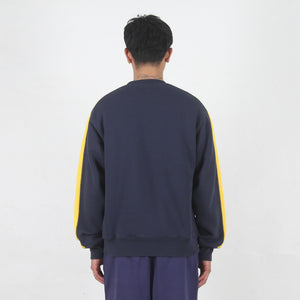 Paneled Stripe Crew - Navy