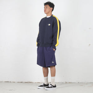 Paneled Stripe Crew - Navy