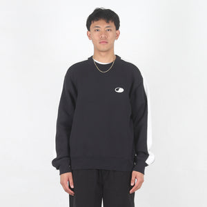 Paneled Stripe Crew - Black