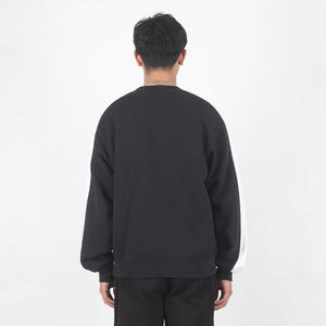 Paneled Stripe Crew - Black
