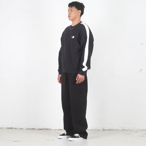 Paneled Stripe Crew - Black