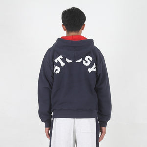 Double Faced Zip Hood - Navy