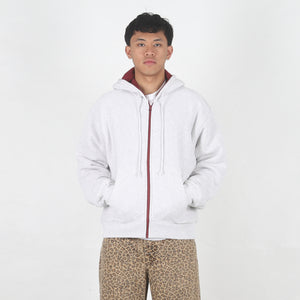 Double Faced Zip Hood - Ash Heather