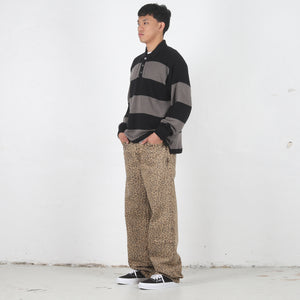 Pique Knit Stripe Rugby - Black