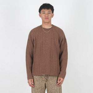 Merino Roll Neck Sweater - Brown