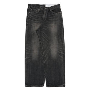 Washed Denim DP Wide Pants - Black