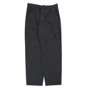 Washed Cotton One Tuck Pants - Charcoal