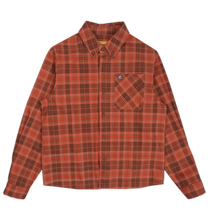 Plaid Denim Button-Up - Light Brown