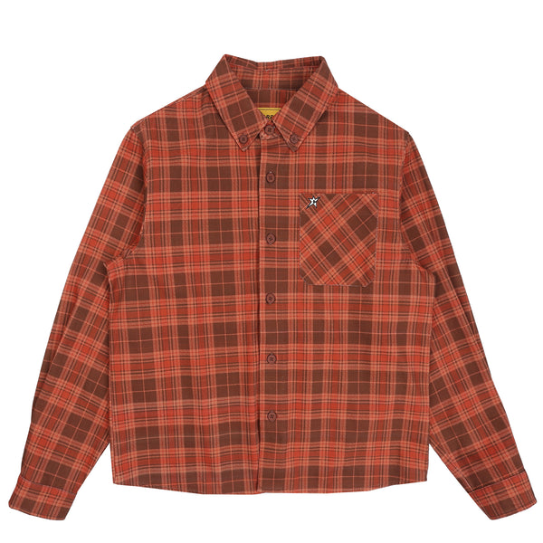 Plaid Denim Button-Up - Light Brown